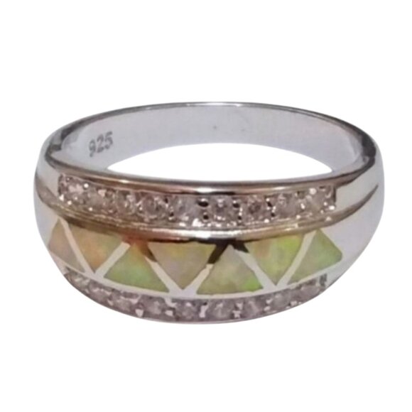 Bespoke Silver Gemstone Wedding Rings For Women , Sz 10 - Picture 3 of 10